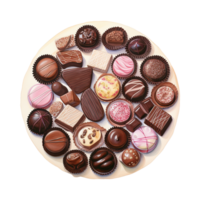 ai gegenereerd chocolaatjes Aan een bord. ai gegenereerd beeld png