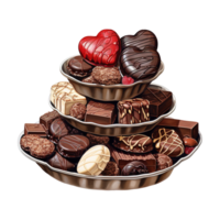 AI generated Cake tower with chocolates and candies. AI generated image png