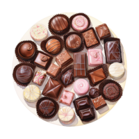 ai gegenereerd chocolaatjes Aan een bord. ai gegenereerd beeld png