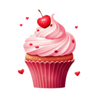 AI generated Cupcake with cherry on top. AI generated image png