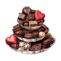 AI generated Cake tower with chocolates and candies. AI generated image png