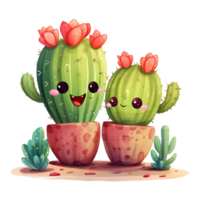 ai generado dos adorable cactus ai generado imagen png