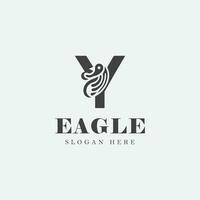 letter Y logo design in the shape of a bird, in monochrome style, black and white. vector