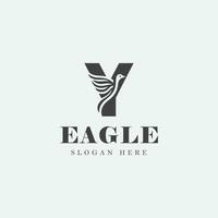 letter Y logo design in the shape of a bird, in monochrome style, black and white. vector