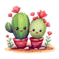 AI generated Two adorable cactuses. AI generated image png