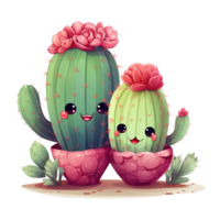 AI generated Two adorable cactuses. AI generated image png