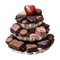 AI generated Cake tower with chocolates and candies. AI generated image png