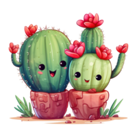 AI generated Two adorable cactuses. AI generated image png