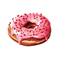 AI generated Pink donut with sprinkles. AI generated image png