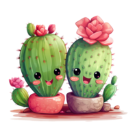 ai generado dos adorable cactus ai generado imagen png