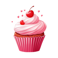 AI generated Cupcake with cherry on top. AI generated image png