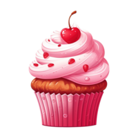 AI generated Cupcake with cherry on top. AI generated image png