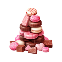 ai généré pile de des chocolats et des sucreries. ai généré image png