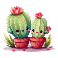 ai generado dos adorable cactus ai generado imagen png