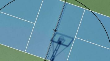 aereo Visualizza di un' 3d rendere combinazione pallacanestro e pickleball Tribunale Multi sport video