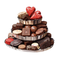 AI generated Cake tower with chocolates and candies. AI generated image png