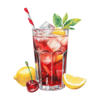 AI generated Drink with a straw and lemon. AI generated image png