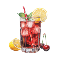 AI generated Drink with a straw and lemon. AI generated image png