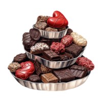 AI generated Cake tower with chocolates and candies. AI generated image png