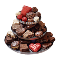 AI generated Cake tower with chocolates and candies. AI generated image png