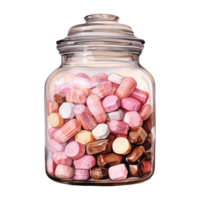 AI generated Jar filled with candies. AI generated image png