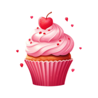 AI generated Cupcake with cherry on top. AI generated image png