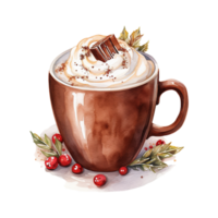 ai généré tasse de chaud Chocolat avec fouetté crème. ai généré image png