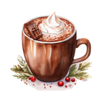 AI generated cup of hot chocolate with whipped cream. AI generated image png