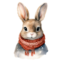 AI generated watercolor of a rabbit wearing a sweater. AI generated image png