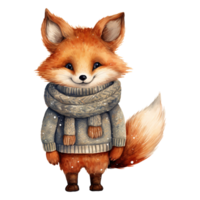 AI generated cute fox wearing a sweater. AI generated image png