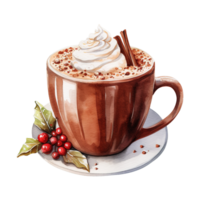 AI generated cup of hot chocolate with whipped cream. AI generated image png