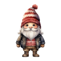 AI generated gnome with a cute red hat and sweater. AI generated image png