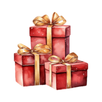 AI generated red boxes with gold bows. AI generated image png