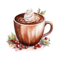 ai généré tasse de chaud Chocolat avec fouetté crème. ai généré image png