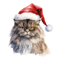 AI generated Persian Cat Wearing a Santa Hat. AI generated image png