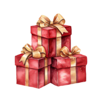 AI generated red boxes with gold bows. AI generated image png