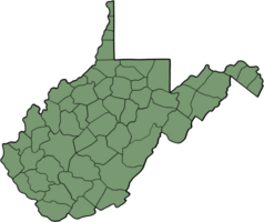 doodle freehand drawing of west virginia state map. png