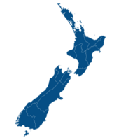 New Zealand map. Map of New Zealand in administrative provinces in blue color png