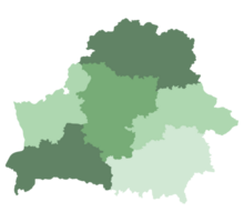 Belarus map. Map of Belarus in administrative provinces in multicolor png