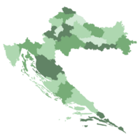 kroatien Karta. Karta av kroatien i administrativ provinser i Flerfärgad png