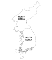 North Korea and South Korea map. Map of Korea. png