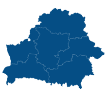 Belarus map. Map of Belarus in administrative provinces in blue color png