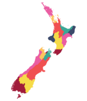 New Zealand map. Map of New Zealand in administrative provinces png