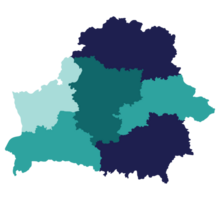 bielorrusia mapa. mapa de bielorrusia en administrativo provincias en multicolor png