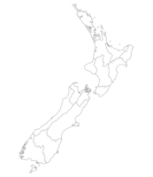 New Zealand map. Map of New Zealand in administrative provinces in white color png