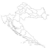 Croatia map. Map of Croatia in administrative provinces in white color png