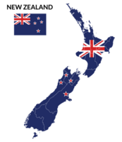 New Zealand map. Map of New Zealand with New Zealand flag png