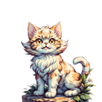AI generated Happy Persian Cat with Flowers Spread Image png