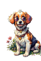 AI generated Fluffy Beagle Dog with Sunglasses Clip Art png