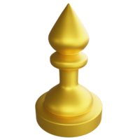 Metallic gold bishop chess piece clipart cartoon design icon isolated on transparent background, 3D render chess concept png